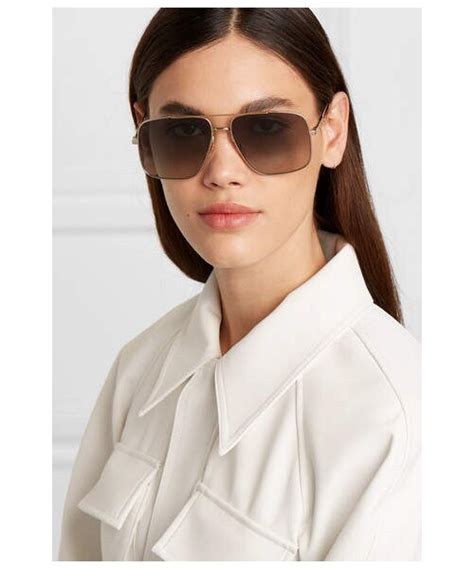 givenchy oversized aviator style gold tone sunglasses